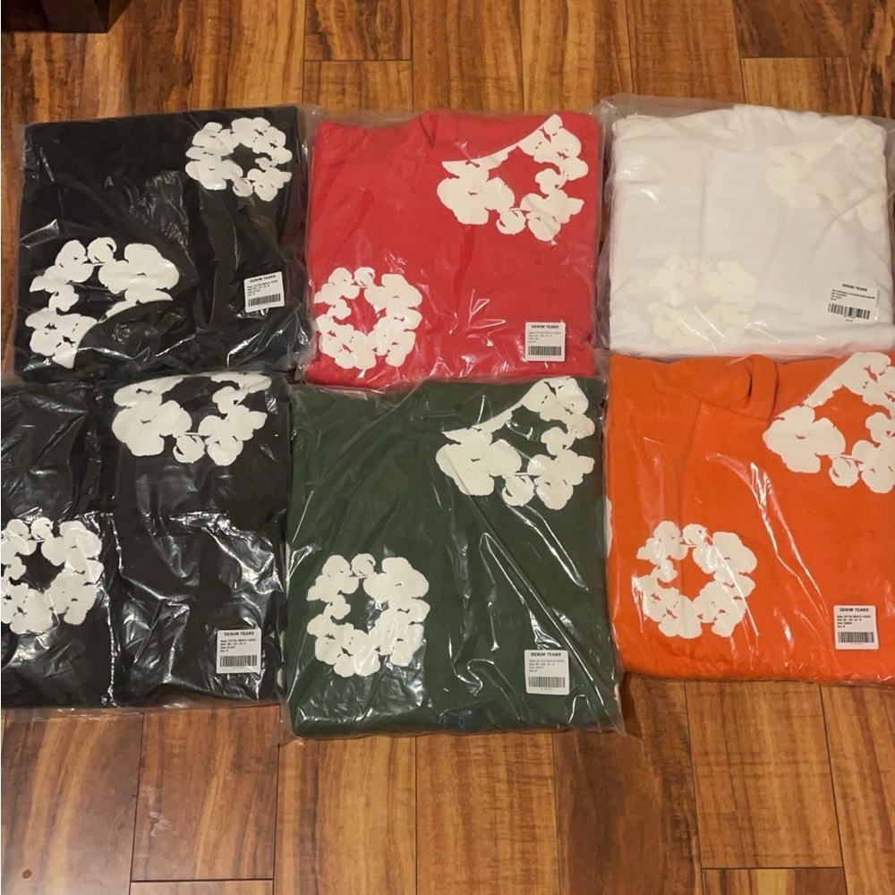 Graphic Tees Set - Black, Red, White, Green, Orange